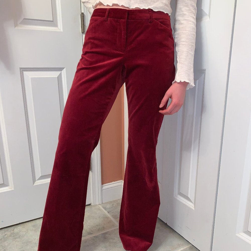 Red Velvety Flare Pants - Picture 2 of 5